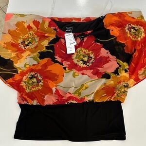 Coco Bianco Vibrant Floral Blouse - Black and Orange